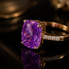 Purple Cushion Cut Diamond Look (AD) Ring | Stainless Steel Anti Tarnish Ring