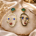 Abstract Face Drop Earrings | Stainless Steel Anti Tarnish Statement Earrings