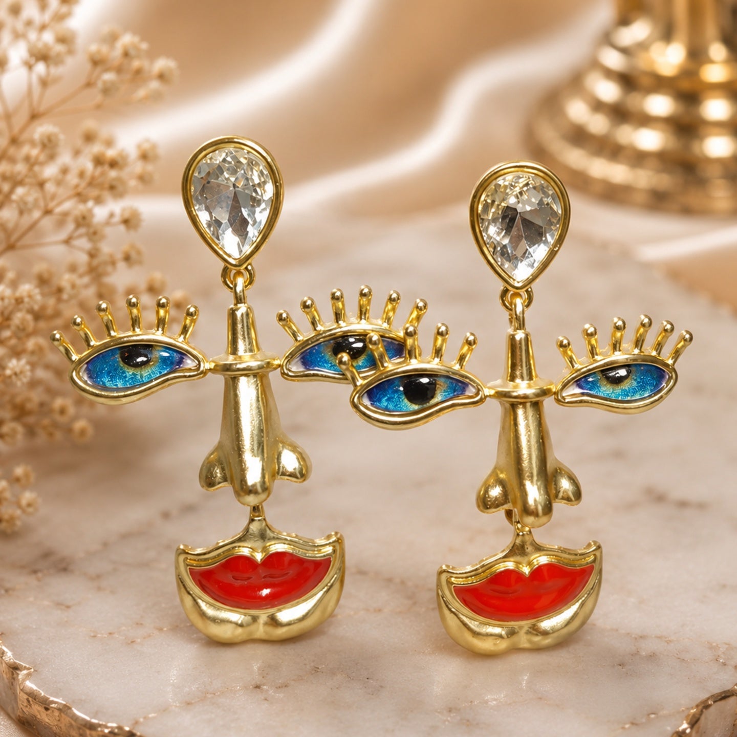 Abstract Face Statement Earrings | Stainless Steel Anti Tarnish Artistic Earrings for Women
