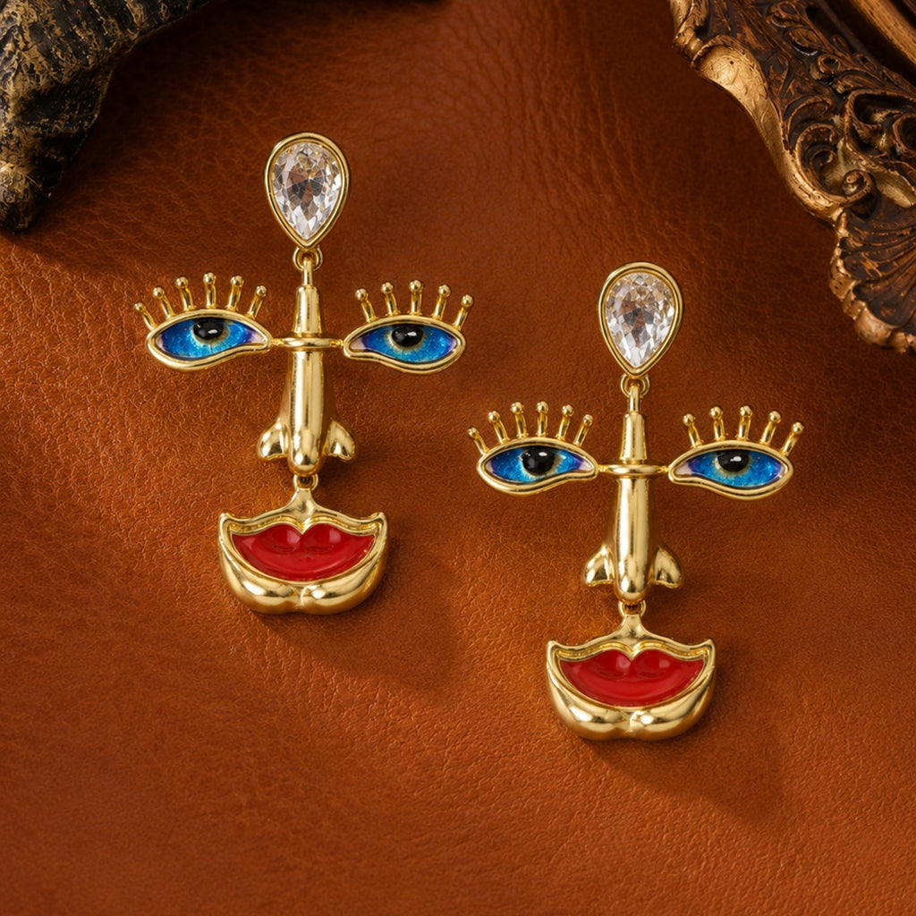 Abstract Face Statement Earrings | Stainless Steel Anti Tarnish Artistic Earrings for Women