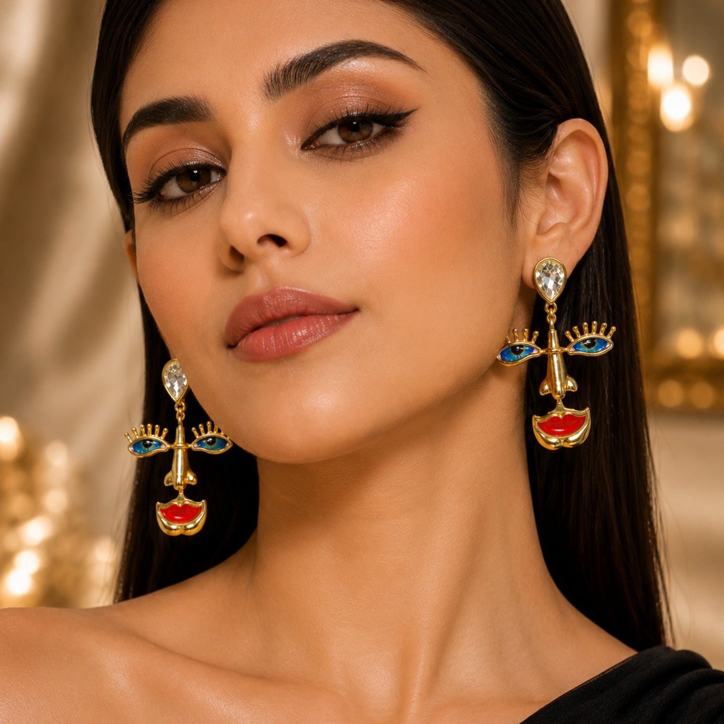Abstract Face Statement Earrings | Stainless Steel Anti Tarnish Artistic Earrings for Women