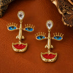 Abstract Face Statement Earrings | Stainless Steel Anti Tarnish Artistic Earrings for Women