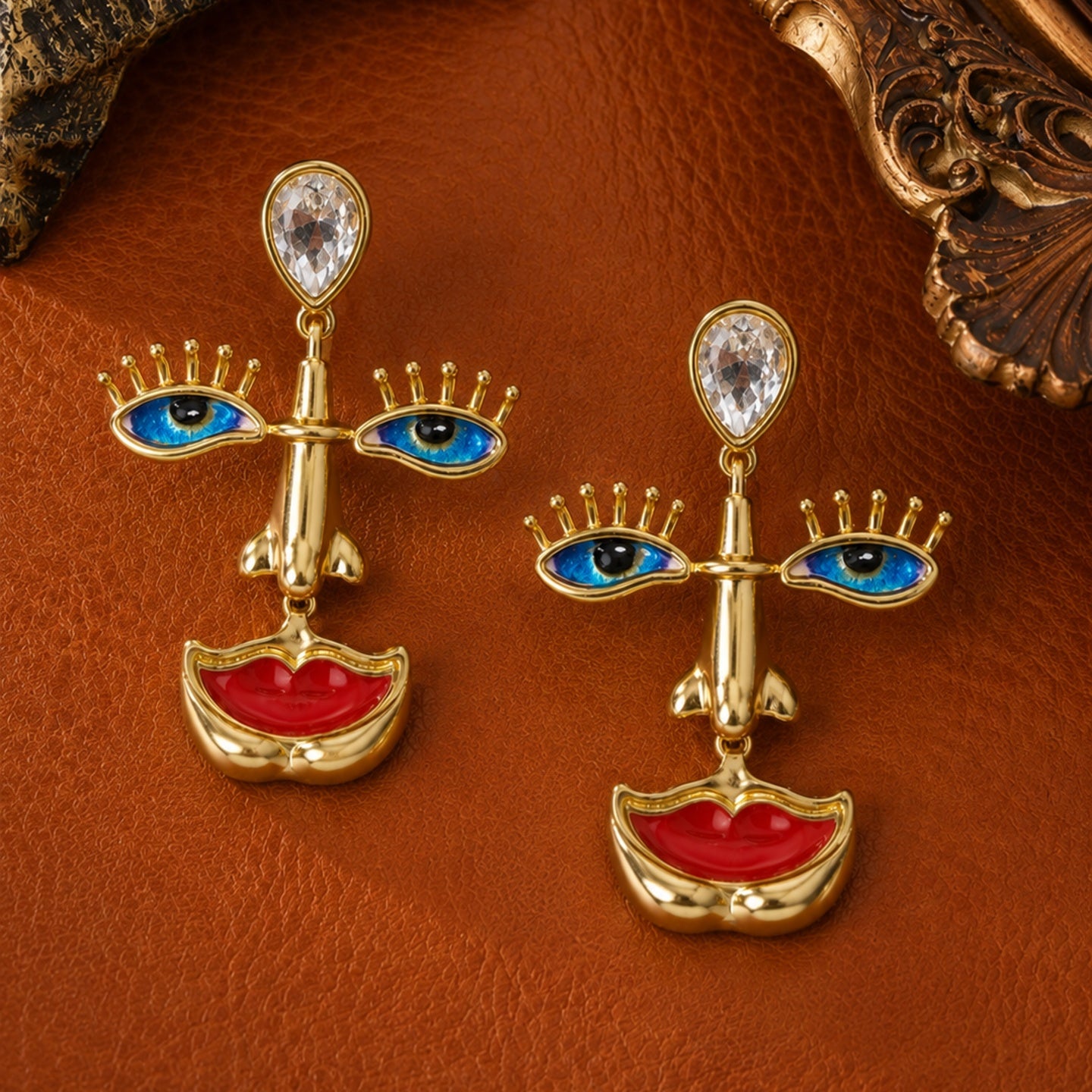 Abstract Face Statement Earrings | Stainless Steel Anti Tarnish Artistic Earrings for Women