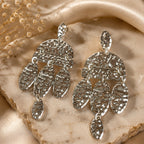 Textured Gold Chandelier Earrings | Stainless Steel Anti Tarnish Statement Earrings