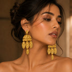 Textured Gold Chandelier Earrings | Stainless Steel Anti Tarnish Statement Earrings