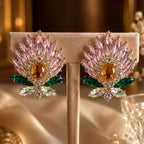 Crystal Floral Statement Earrings | Stainless Steel Anti Tarnish Earrings for Women