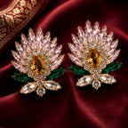 Crystal Floral Statement Earrings | Stainless Steel Anti Tarnish Earrings for Women