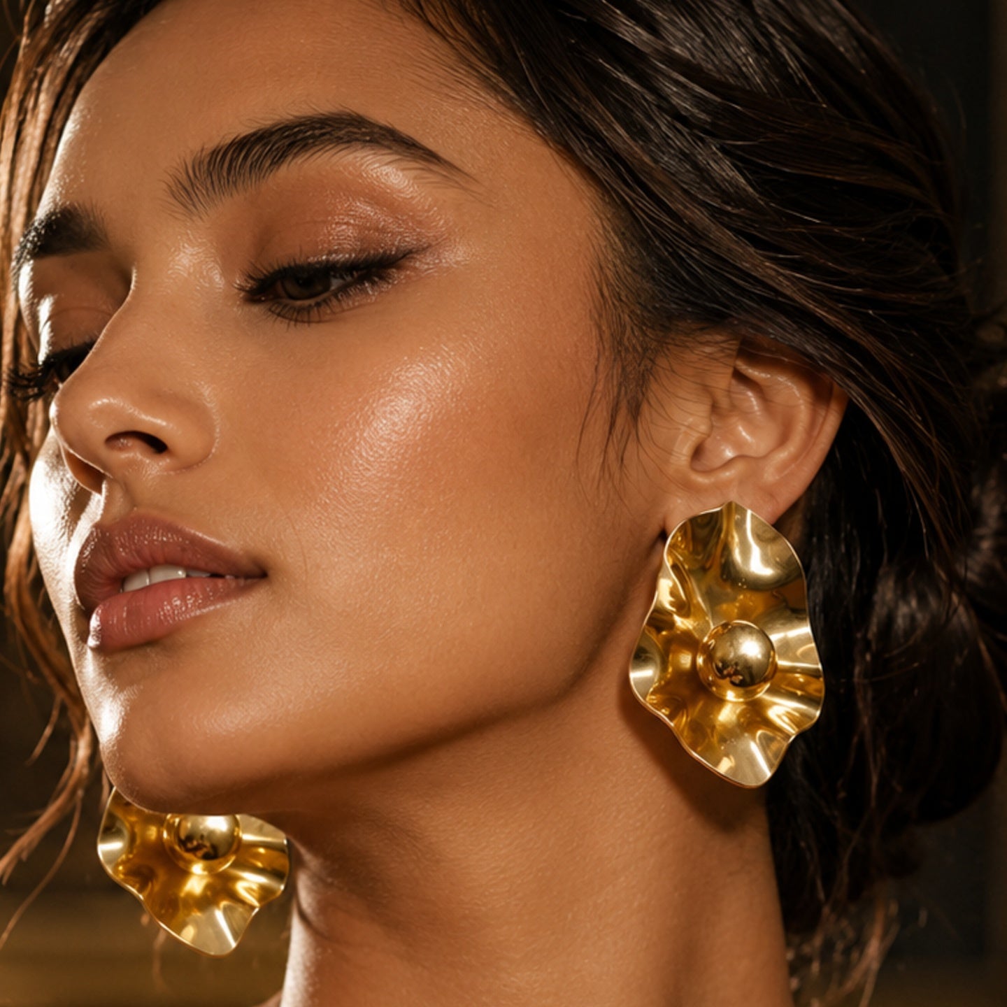 Abstract Gold Statement Earrings | Stainless Steel Anti Tarnish Earrings for Women