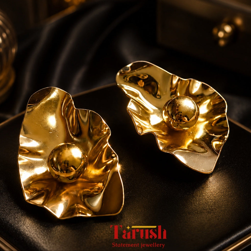 Abstract Gold Statement Earrings | Stainless Steel Anti Tarnish Earrings for Women