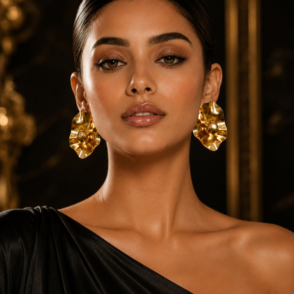 Abstract Gold Statement Earrings | Stainless Steel Anti Tarnish Earrings for Women