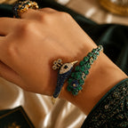 Royal Peacock Statement Jewelry Set | Nano setting Necklace, Earrings , bracelet & Adjustable Ring Set for Women