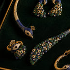 Royal Peacock Statement Jewelry Set | Nano setting Necklace, Earrings , bracelet & Adjustable Ring Set for Women
