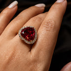 Ruby Red Heart Diamond Heart Cut Ring | Stainless Steel Anti Tarnish Ring for Women