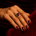 Ruby Red Heart Diamond Heart Cut Ring | Stainless Steel Anti Tarnish Ring for Women