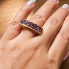 Purple Crystal Band Ring | Stainless Steel Anti Tarnish Ring for Women
