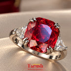 Red Rose Cut Diamond Look (DIAMOND REPLICA) Ring | Stainless Steel Anti Tarnish Adjustable Ring