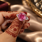 Pink Rose Cut Diamond Look (DIAMOND REPLICA) Ring | Stainless Steel Anti Tarnish Adjustable Ring
