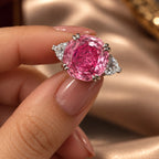 Pink Rose Cut Diamond Look (DIAMOND REPLICA) Ring | Stainless Steel Anti Tarnish Adjustable Ring
