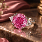 Pink Rose Cut Diamond Look (DIAMOND REPLICA) Ring | Stainless Steel Anti Tarnish Adjustable Ring