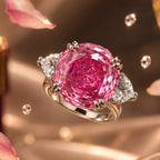 Pink Rose Cut Diamond Look (DIAMOND REPLICA) Ring | Stainless Steel Anti Tarnish Adjustable Ring