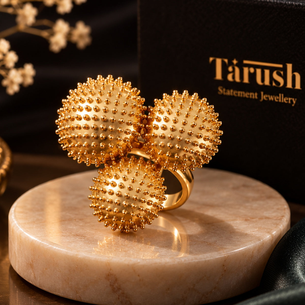 The Queen's Ring - Gold and Bold Ring | Gold Anti Tarnish Ring for Women - Adjustable Ring