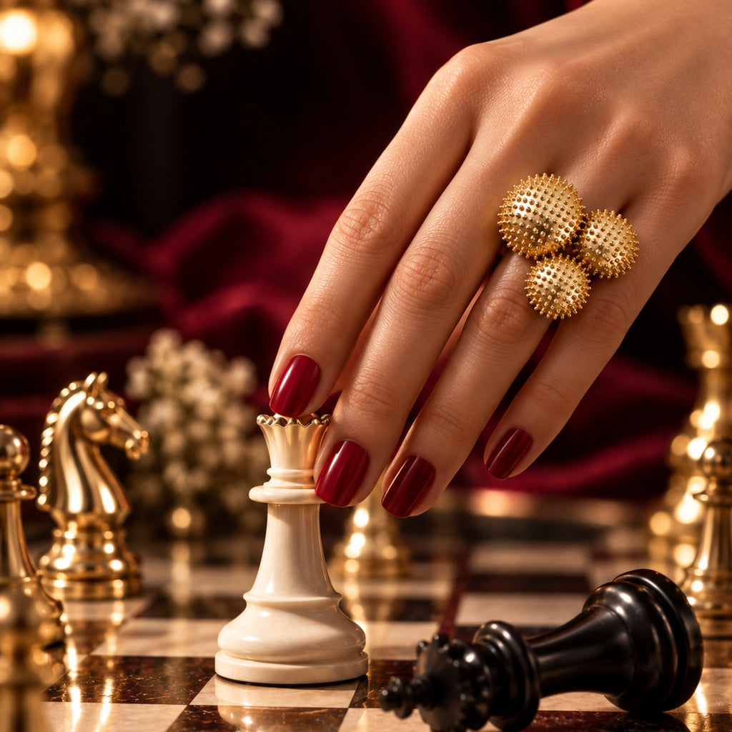 The Queen's Ring - Gold and Bold Ring | Gold Anti Tarnish Ring for Women - Adjustable Ring