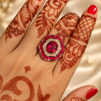 Glamorous Red Diamond Look (DIAMOND REPLICA) Ring | Stainless Steel Anti Tarnish Adjustable Ring
