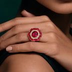 Glamorous Red Diamond Look (DIAMOND REPLICA) Ring | Stainless Steel Anti Tarnish Adjustable Ring
