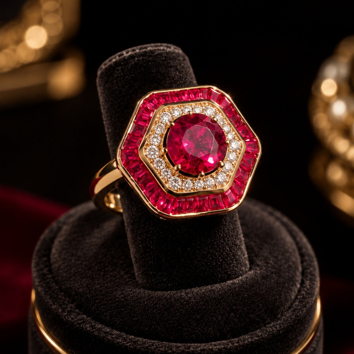 Glamorous Red Diamond Look (DIAMOND REPLICA) Ring | Stainless Steel Anti Tarnish Adjustable Ring