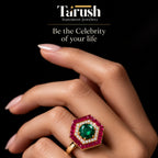 Glamorous Red and Green Diamond Look (DIAMOND REPLICA) Ring | Stainless Steel Anti Tarnish Adjustable Ring