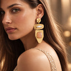 Desert Pearl Earrings - 18 Kt Gold Pated - Decorated with Precious stones to get that elegant look - Perfect for all occasions