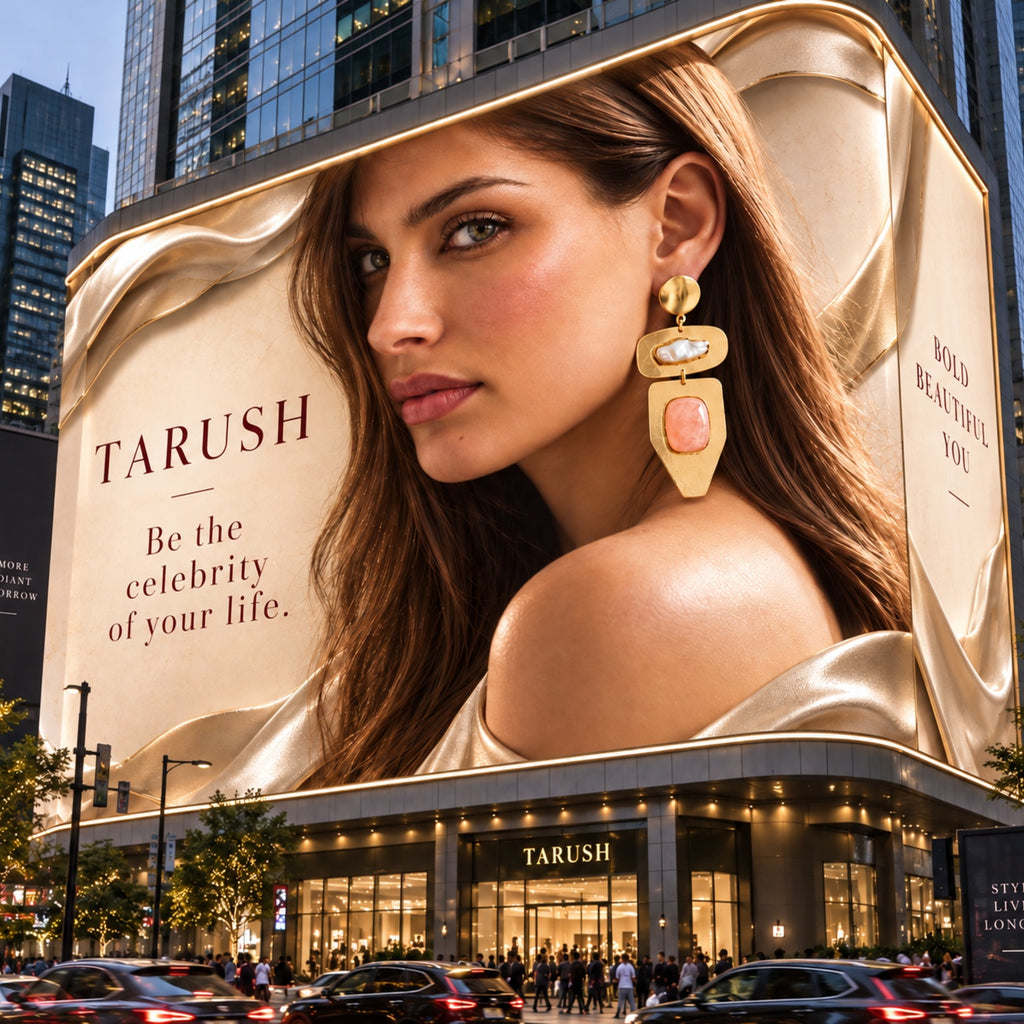 Desert Pearl Earrings - 18 Kt Gold Pated - Decorated with Precious stones to get that elegant look - Perfect for all occasions