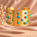 18 Kt Gold Plated Turquoise kada Semi Precious stone - anti tarnish - statement bangle