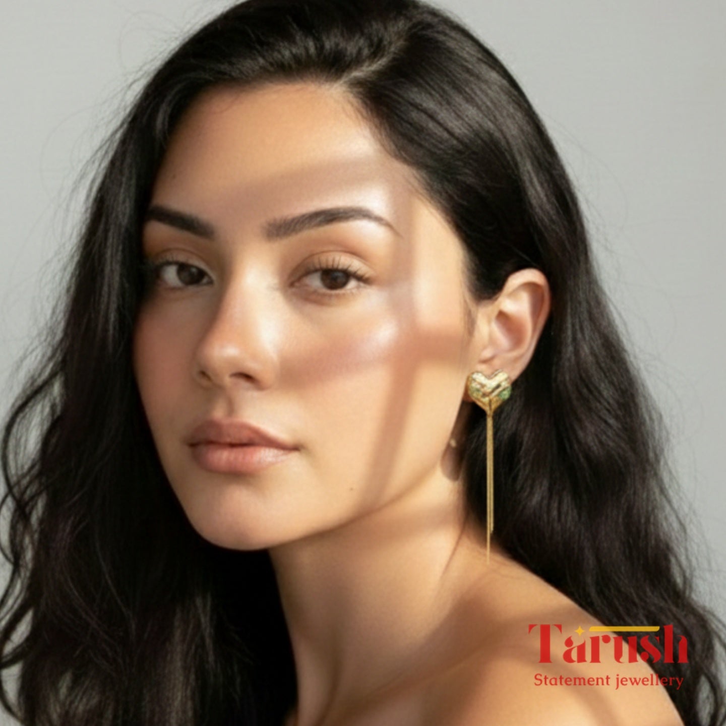 18 Kt Gold Plated Heart earring Semi Precious stone