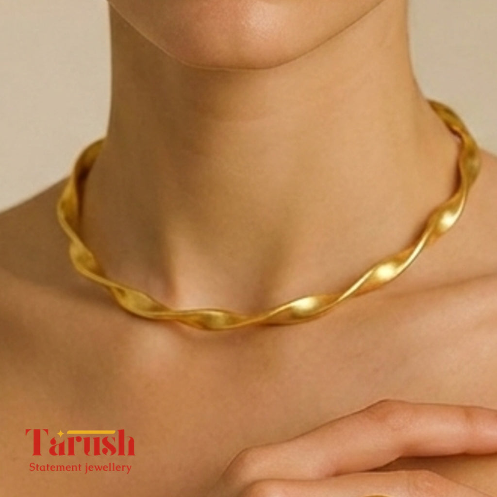 18 kt gold plated Hasli - Golden Spiral Hasli - Look Elegant with Tarush Hasli