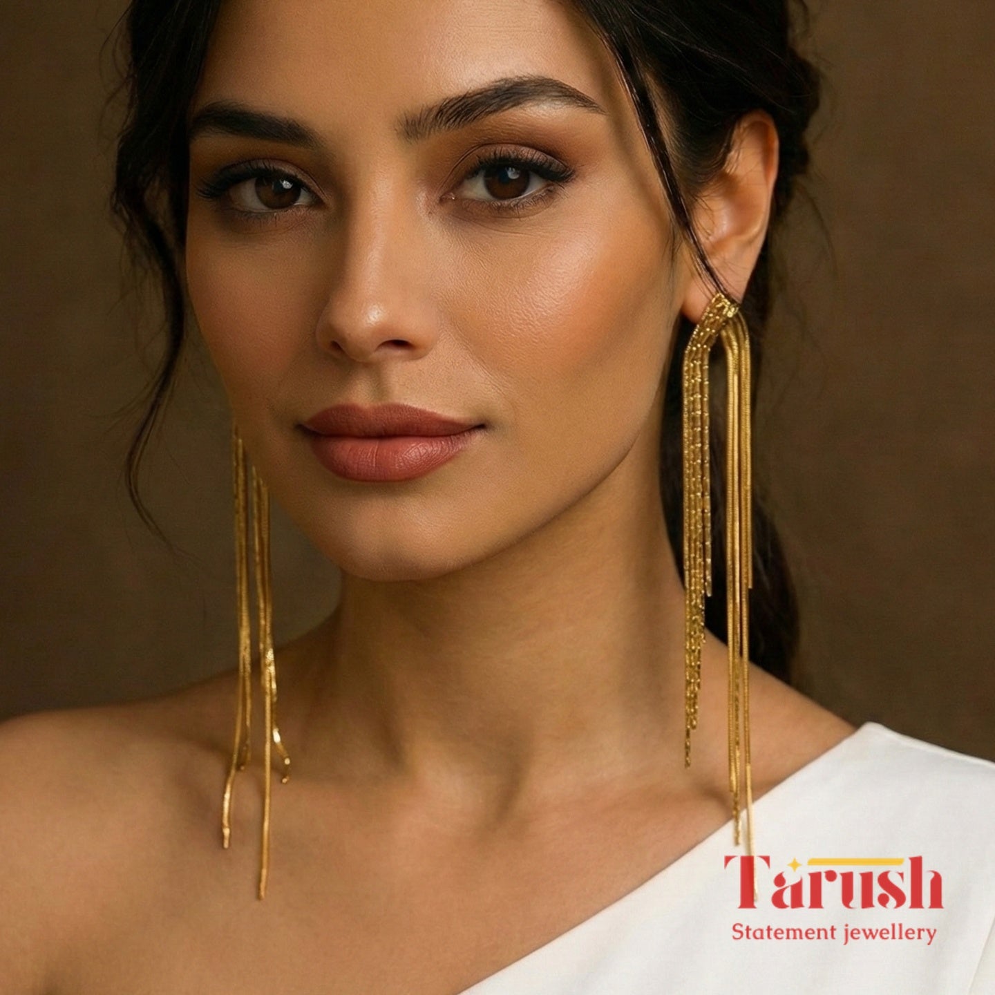 18 Kt Gold Plated Gold tassel long earring