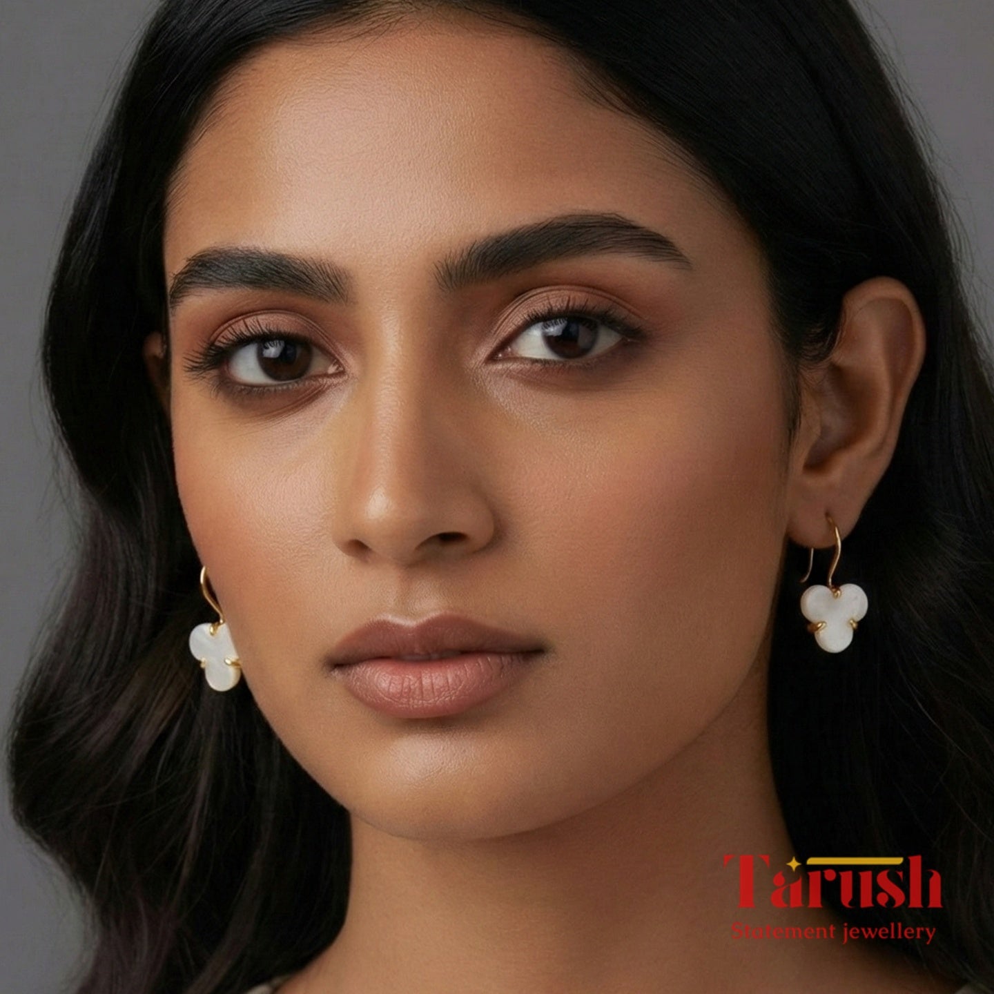 18 kt Gold Plated - White Stone Earring - Semi Precious Stone - Pearl - Perfect for Office Wear