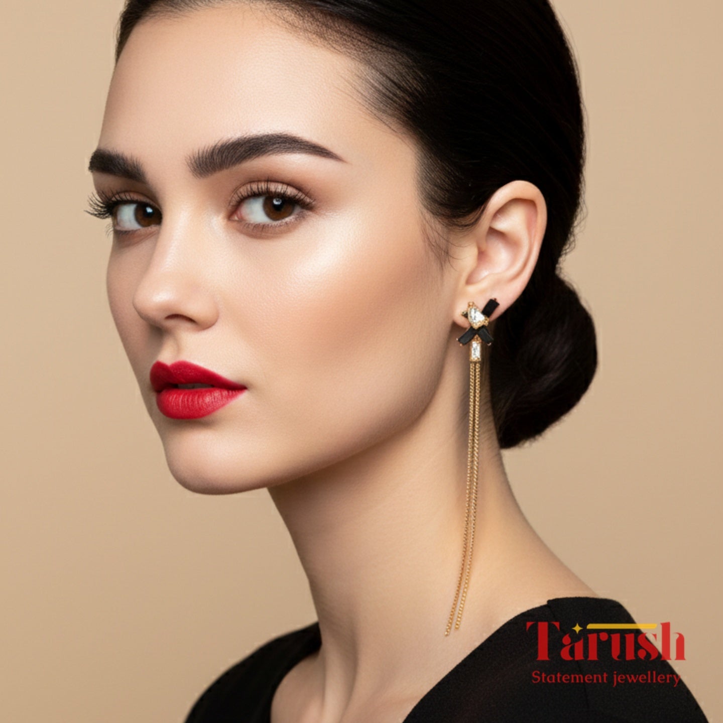 18 Kt Gold Plated Black zircon dangler Semi Precious stone