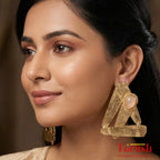 18 Kt Gold Plated Pink abstract triangle earring Semi Precious stone