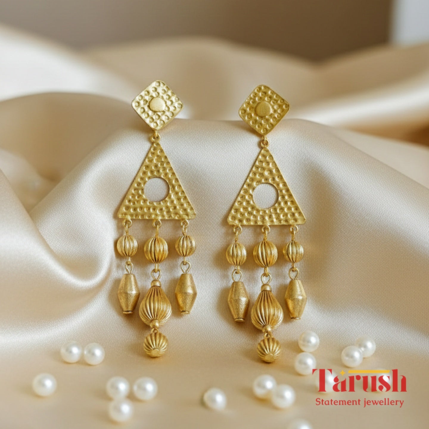 18 Kt Gold Plated Beaded Jhumka Earrings - Perfect for Your Traditional Outfits