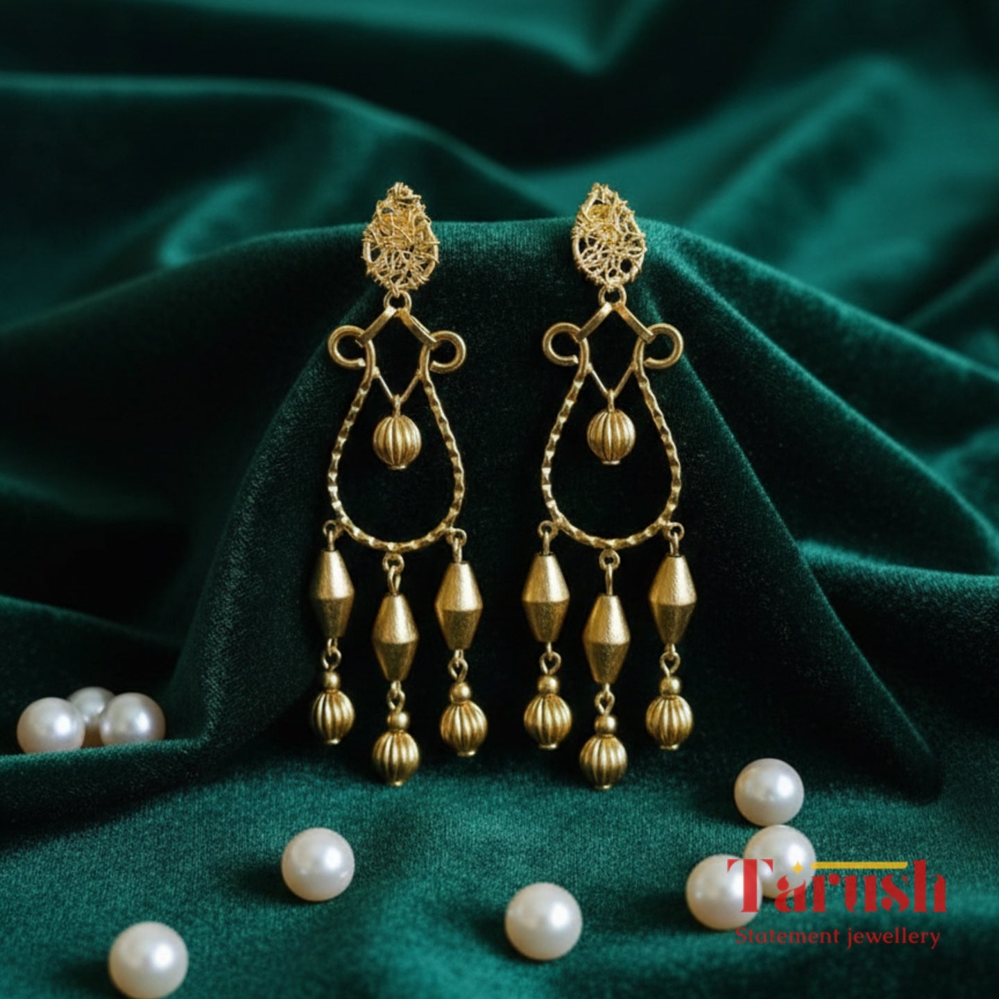 18 Kt Gold Plated - Gold beads jhumka - Look Fabulous On Every Festival
