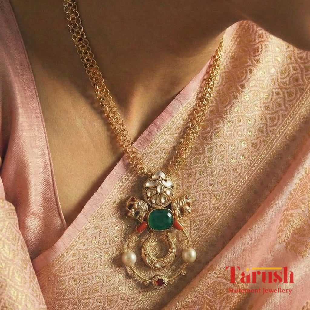 18 Kt Gold Plated Kundan Necklace Semi Precious stone