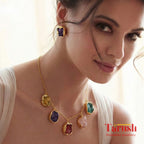 18 Kt Gold Plated Stone necklace Semi Precious stone