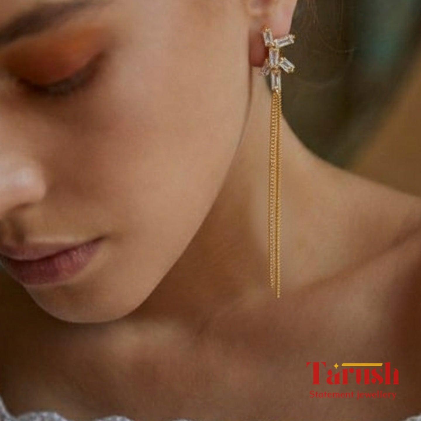 Tassel zircon earrings