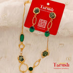 18 Kt Gold Plated Green necklace Semi Precious stone