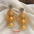 18 Kt Gold Plated, Brass, Blue Butterfly Jhumka Earring - Look Glamorous with These Blue Jhumkas Semi Precious stone