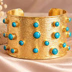 18 Kt Gold Plated Turquoise kada Semi Precious stone - anti tarnish - statement bangle