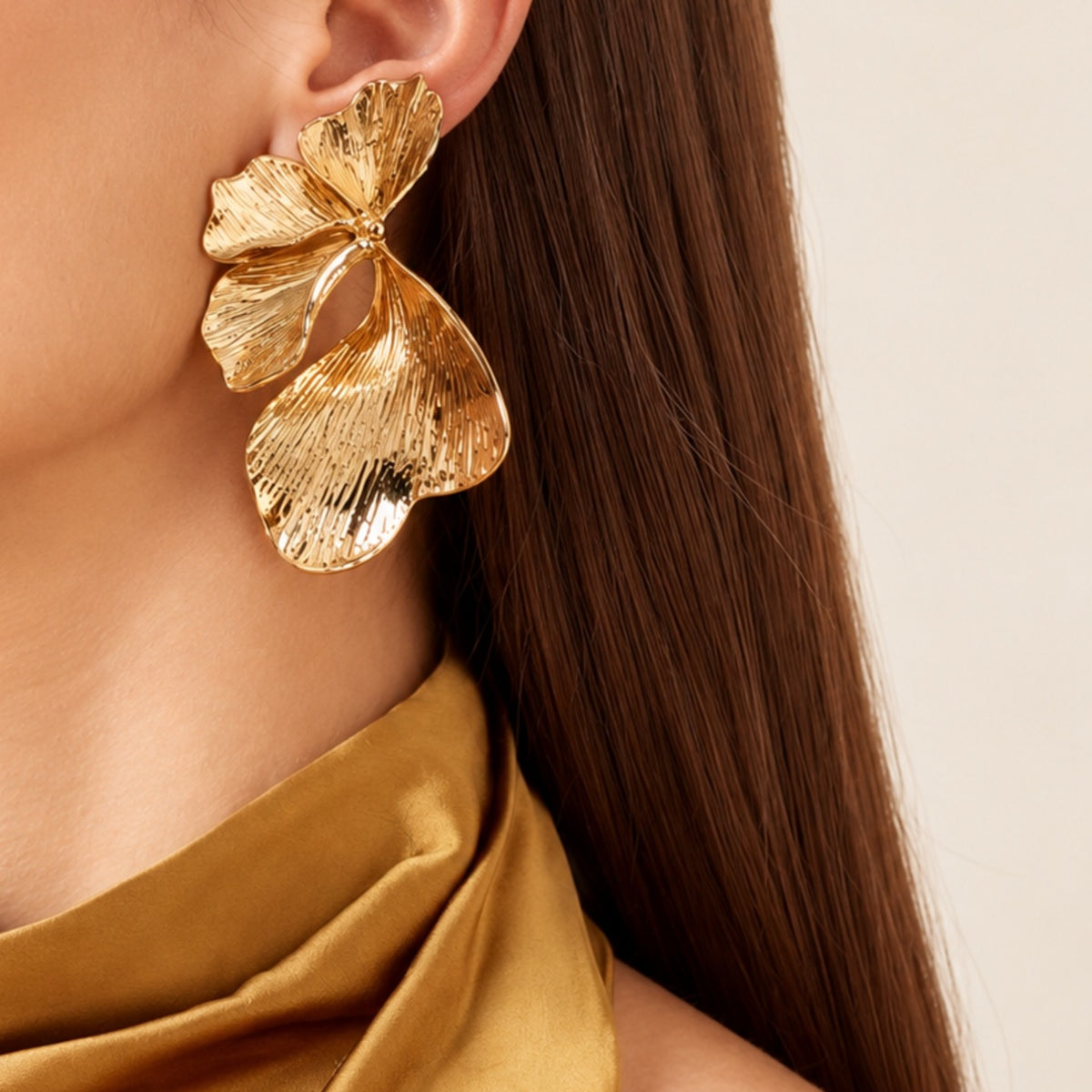 Golden Petals - 18 Kt Gold Plated Light weight - Half Flowers - Look Fabulous Everyday
