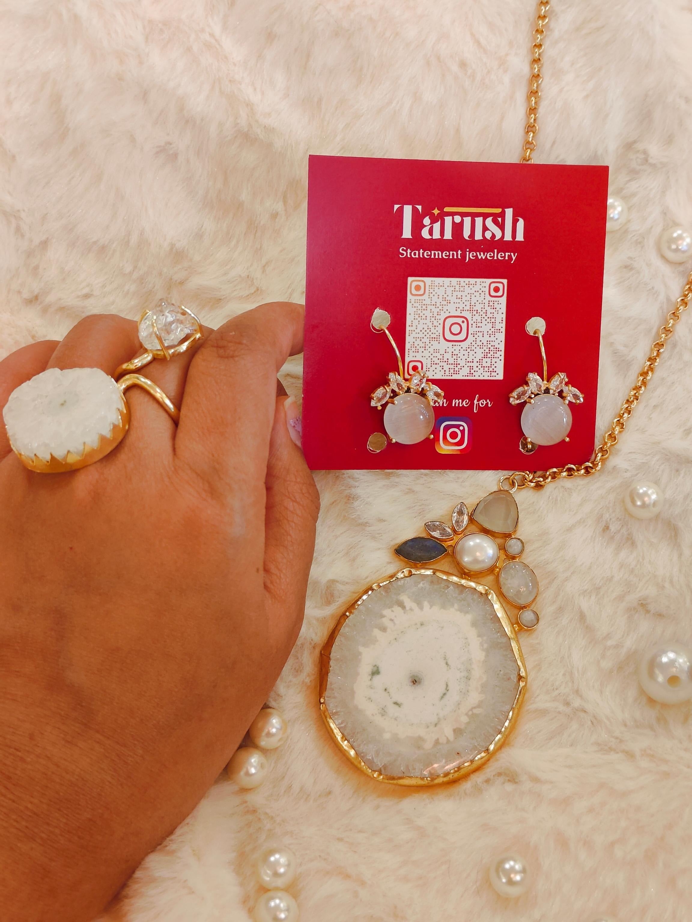 18 Kt Gold Plated Moon stone necklace set (set of 3) Semi Precious stone