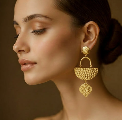 18 Kt Gold Plated - Dangler Earring Golden Earrings Semi Precious stone